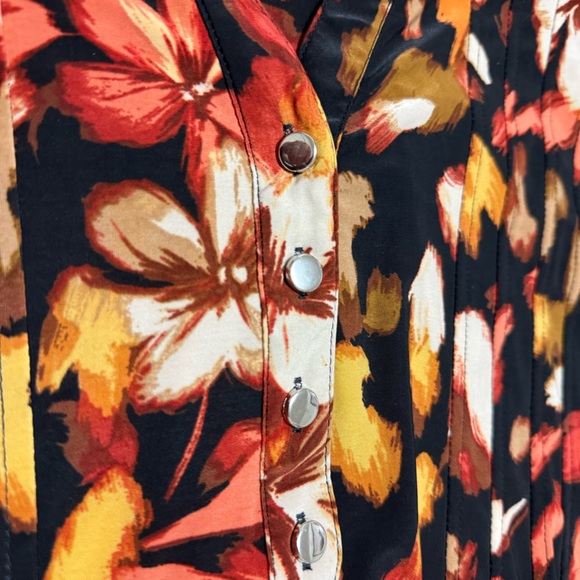 Cocomo Dark Floral Roll Tab Sleeve Blouse Size 2X Mature Office Career Casual - Picture 5 of 7